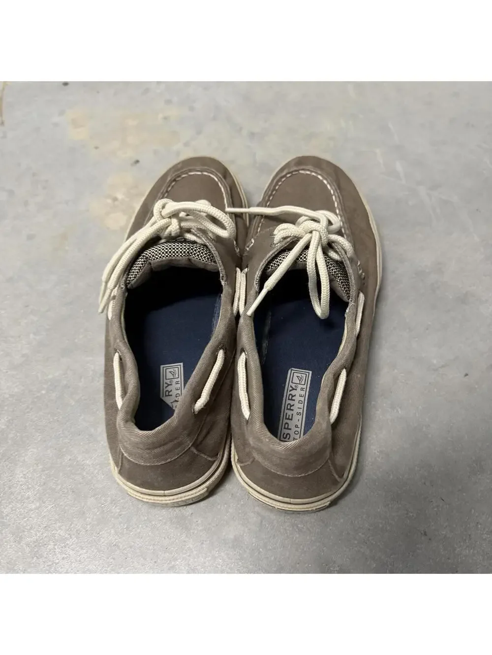 2000s Sperry Bahama 2-Eye Gray Canvas Boat Shoes M Size 9 Casual Deck Sneakers